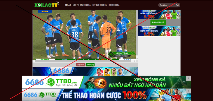 Dù bị chặn rất nhiều lần, tới nay web bóng đá lậu Xôi Lạc TV vẫn ngang nhiên tồn tại dưới một tên miền mới - Ảnh chụp màn hình chiều 26-9