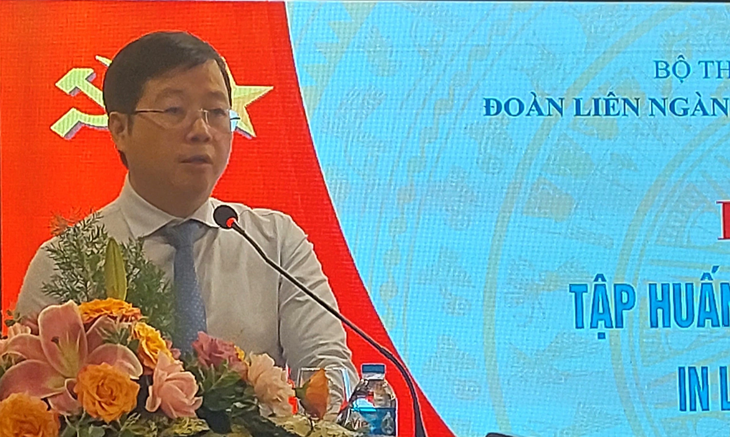 Ông Nguyễn Thanh Lâm - thứ trưởng Bộ Thông tin và Truyền thông, phát biểu trong Hội nghị tập huấn nghiệp vụ phòng, chống in lậu toàn quốc - Ảnh: HOÀNG LÊ