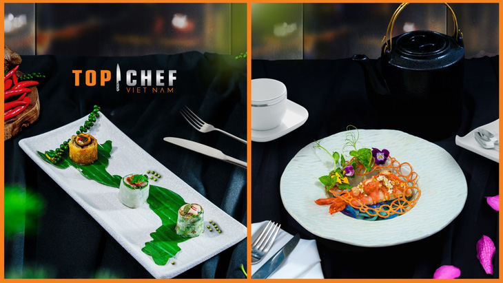 Món gỏi cuốn 3 miền của Chef Peter Cường (trái) và món mì Quảng của Chef Tường Vi (phải)