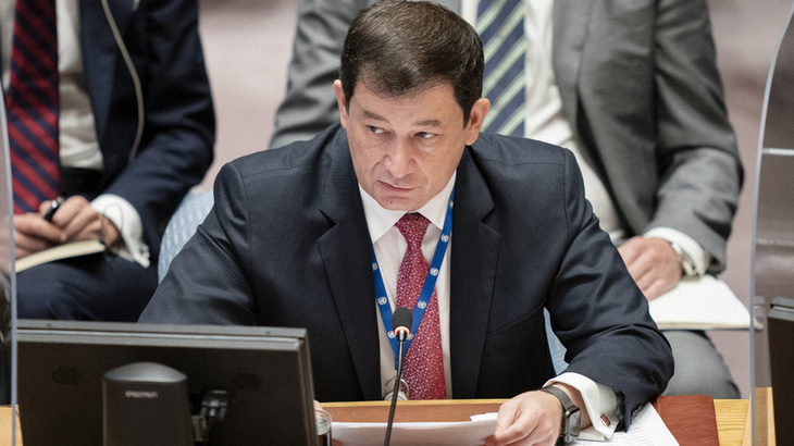 Ông Dmitry Polyansky, phó đại diện thường trực thứ nhất của Nga tại Liên Hiệp Quốc - Ảnh: AFP