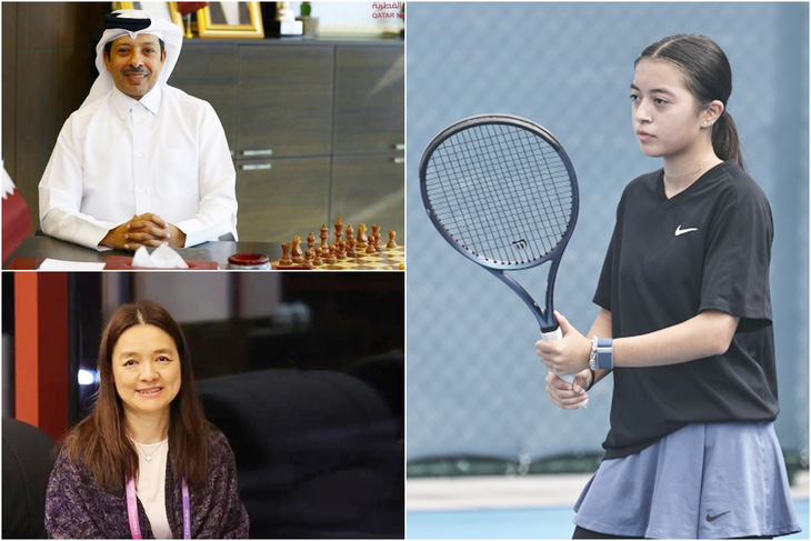 Nữ tay vợt tuyển tennis Qatar Hind Almudahka có bố mẹ đều từng là đại kiện tướng cờ vua hàng đầu của hai quốc gia - Ảnh: Qatar Tribune, Hangzhou2022, China Daily