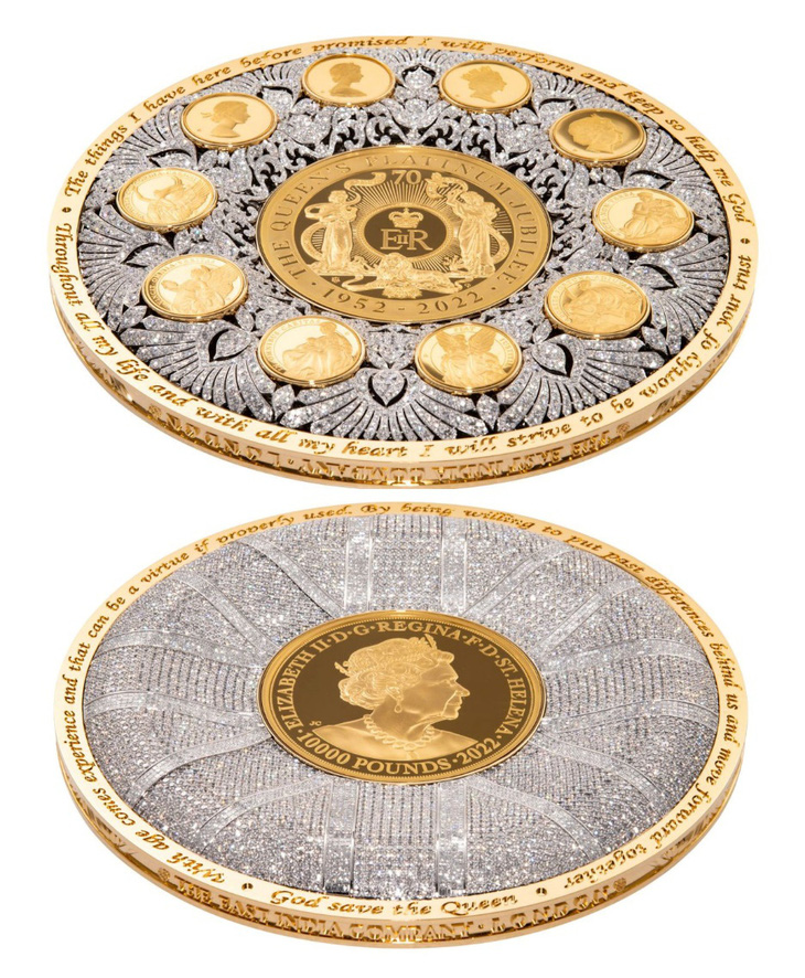 Ra mắt đồng tiền vàng nạm hơn 6.400 viên kim cương tưởng nhớ cố Nữ hoàng Elizabeth II - Ảnh 1.