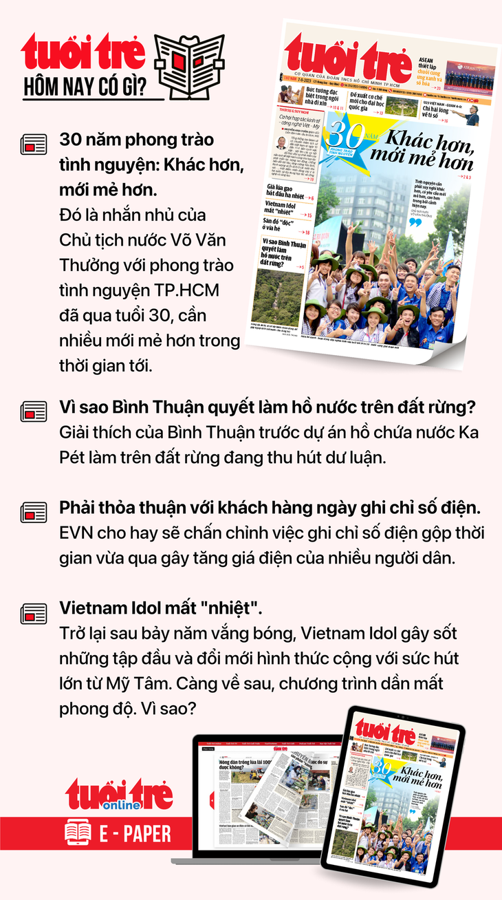 Tin tức chính trên Tuổi Trẻ nhật báo hôm nay 7-9. Để đọc Tuổi Trẻ báo in phiên bản E-paper, mời bạn đăng ký Tuổi Trẻ Sao TẠI ĐÂY