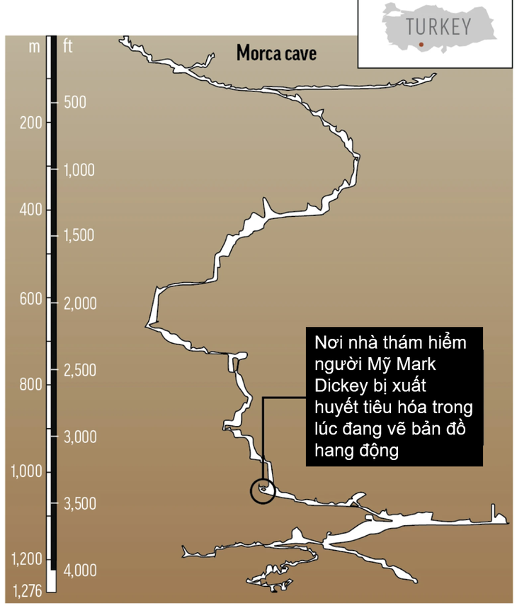 Sơ đồ minh họa nơi ông Dickey bị mắc kẹt - Nguồn: TUMAF