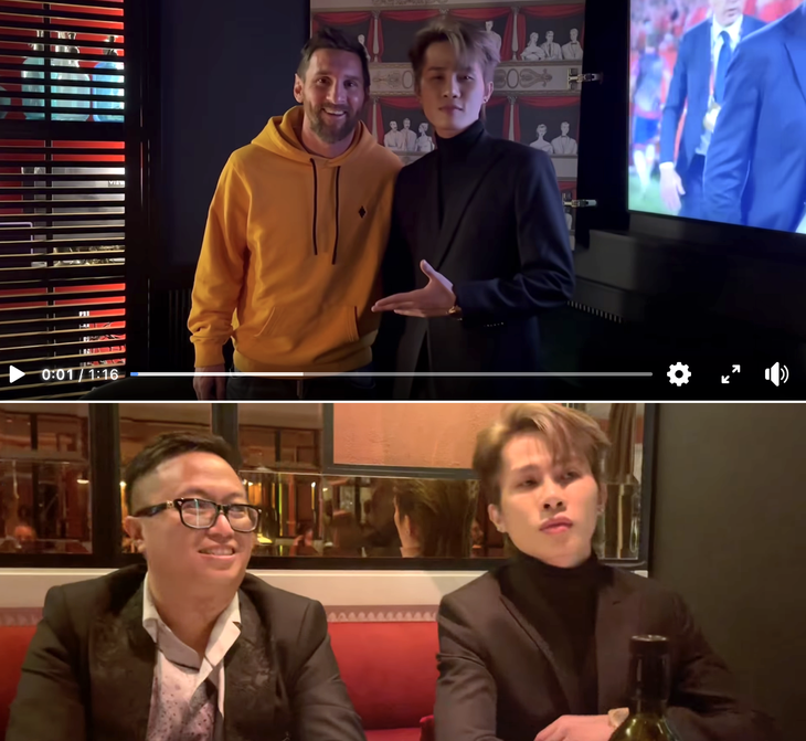 Ông Quốc Cường tung clip Jack và ông này cùng gặp xin chữ ký Messi, và clip hai người ngồi chung trong nhà hàng - Ảnh: Chụp màn hình