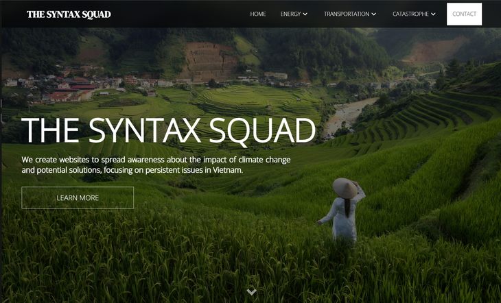 Trang web cung cấp thông tin và kiến thức về Hành động vì khí hậu tại Việt Nam của các lập trình viên nhí đội The Syntax Squad - Ảnh: Đ.H.