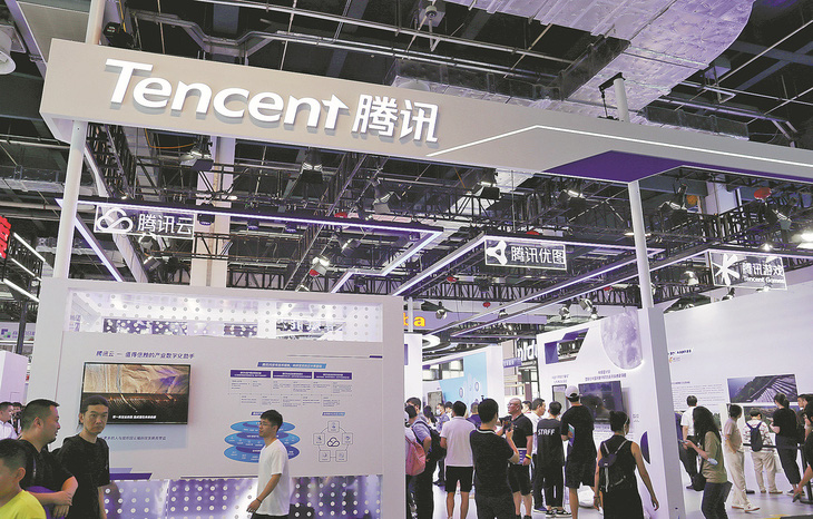 Gian trưng bày của Tencent tại một sự kiện ở Thượng Hải - Ảnh: CHINA DAILY