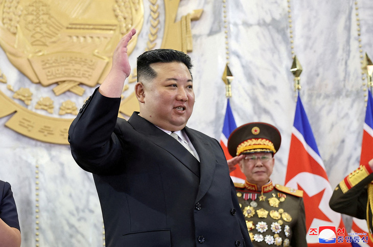 Nhà lãnh đạo Triều Tiên Kim Jong Un tại lễ kỷ niệm 75 năm Quốc khánh ngày 9-9 - Ảnh: REUTERS