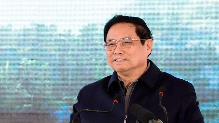 Thủ tướng phát biểu tại lễ khởi công đường cao tốc Đồng Đăng - Trà Lĩnh - Ảnh: Đ.C.