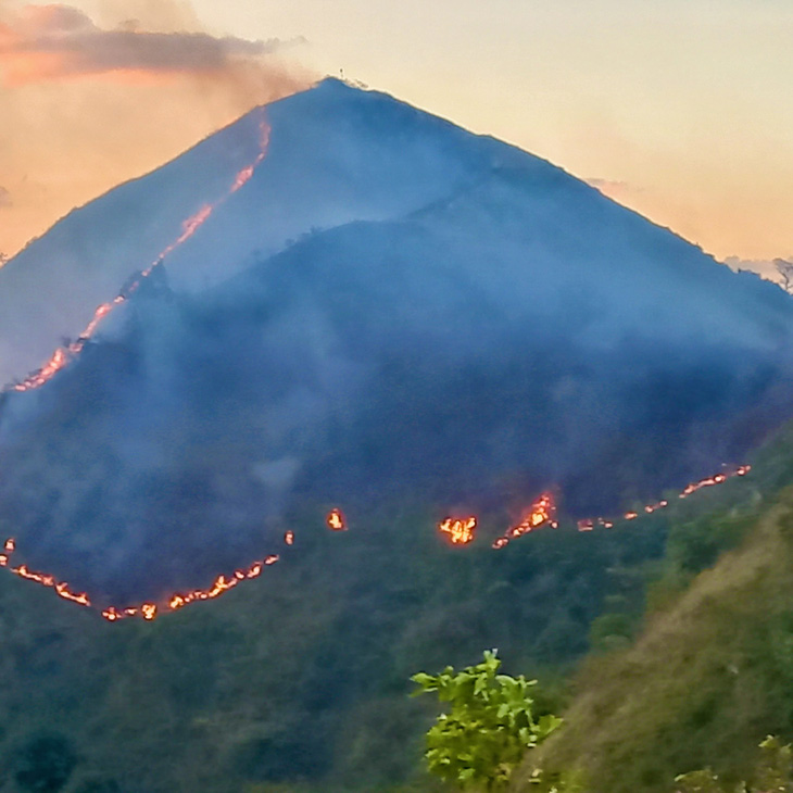 Đám cháy trên núi Cô Tiên, TP Nha Trang - Ảnh: MINH CHIẾN