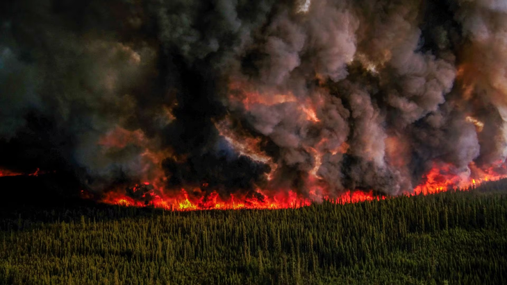 Cháy rừng khu phức hợp Donnie Creek ở phía tây nam Fort Nelson, British Columbia, Canada - Ảnh: REUTERS