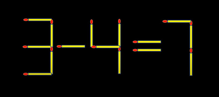 Thử tài IQ: Di chuyển một que diêm để 3-4=7 thành phép tính đúng- Ảnh 1.