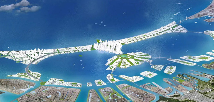 Bản vẽ mô tả dự án tường chắn biển của siêu đô thị Jakarta, Indonesia - Ảnh: NCICD