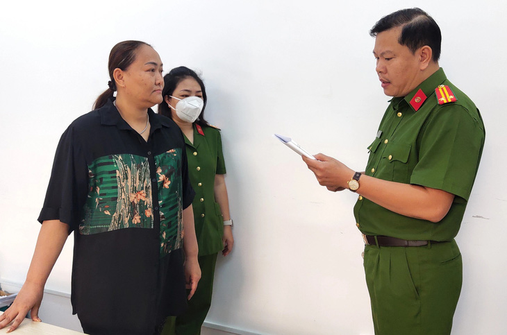Lê Thị Như Ngọc, cầm đầu nhóm "cát tặc", bị bắt tạm giam - Ảnh: Công an cung cấp