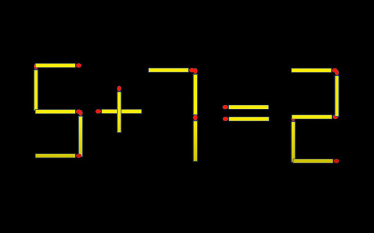 Thử tài IQ: Di chuyển một que diêm để 5+7=2 thành phép tính đúng