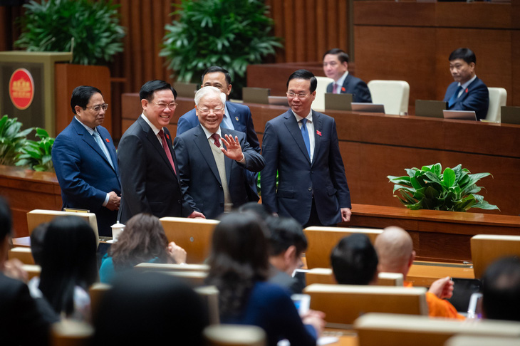 Tổng Bí thư Nguyễn Phú Trọng cùng các lãnh đạo Đảng, Nhà nước, Quốc hội dự lễ khai mạc Kỳ họp bất thường lần thứ 5, Quốc hội khóa XV sáng 15-1 - Ảnh: PHẠM THẮNG