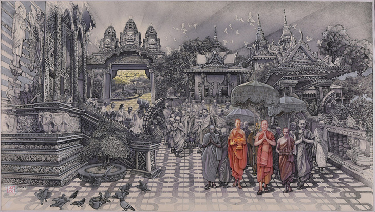 Tác phẩm Lễ hội Khmer ở Cà Mau của tác giả Lại Lâm Tùng giành giải xuất sắc