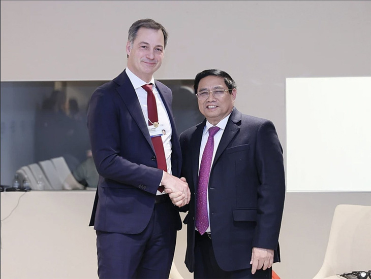 Thủ tướng Phạm Minh Chính gặp Thủ tướng Bỉ Alexander De Croo bên lề WEF Davos 2024 - Ảnh: TTXVN