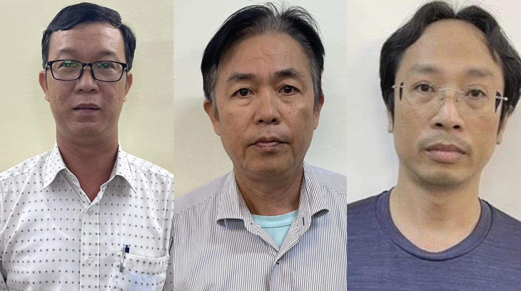Phó chánh văn phòng Sở Nông nghiệp và Phát triển nông thôn TP.HCM (bìa trái) và 2 giám đốc bị khởi tố - Ảnh: Bộ CA