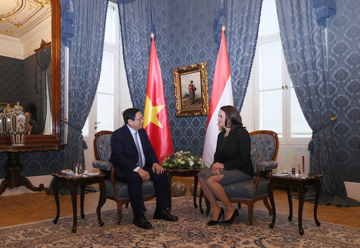 Thủ tướng Chính phủ Phạm Minh Chính hội kiến Tổng thống Hungary Katalin Novak ngày 19-1 tại Budapest - Ảnh: DƯƠNG GIANG