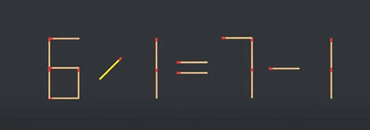 Thử tài IQ: Di chuyển một que diêm để 6-1=7-1 thành phép tính đúng- Ảnh 2.