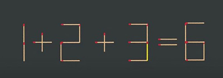 Thử tài IQ: Di chuyển một que diêm để 1+2+2=6 thành phép tính đúng- Ảnh 2.