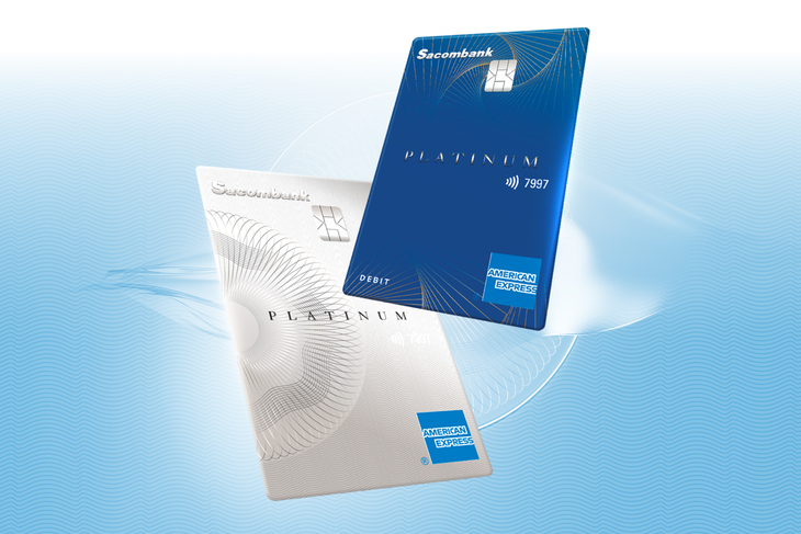 Bộ đôi thẻ Sacombank Platinum American Express với nhiều ưu đãi vượt trội - Ảnh: ST