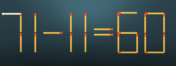 Thử tài IQ: Di chuyển một que diêm để 11+11=60 thành phép tính đúng- Ảnh 2.