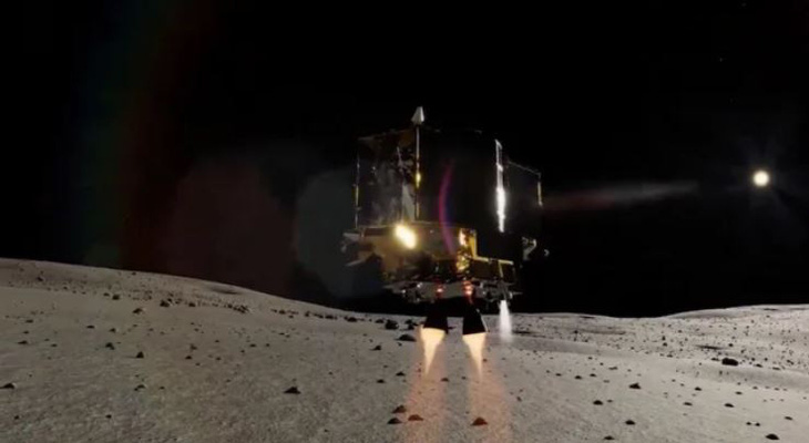 Ảnh mô phỏng quá trình tàu SLIM đáp xuống Mặt trăng - Ảnh: JAXA
