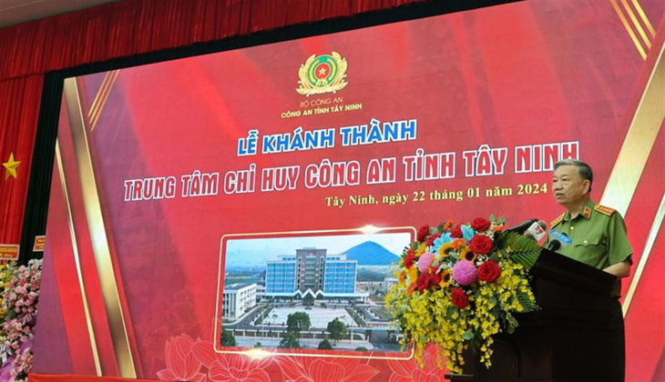 Bộ trưởng Bộ Công an Tô Lâm phát biểu tại buổi lễ - Ảnh: Cổng TTĐT Bộ Công an