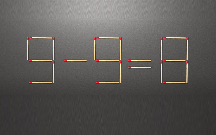 Thử tài IQ: Di chuyển một que diêm để 9-9=8 thành phép tính đúng