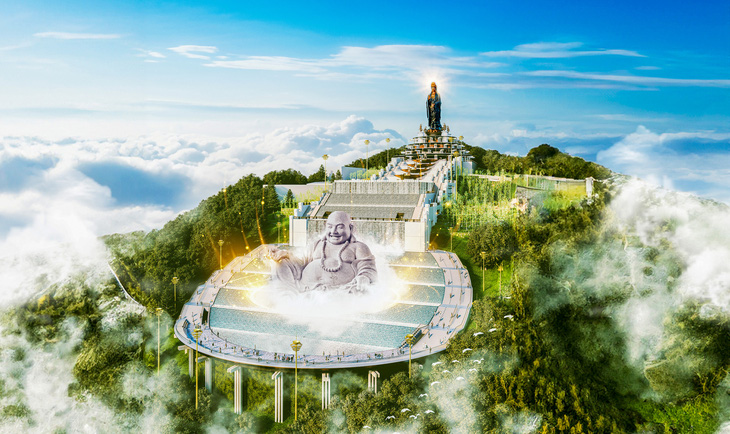 Tôn tượng Di Lặc Bồ Tát trên đỉnh núi Bà Đen (tỉnh Tây Ninh) 