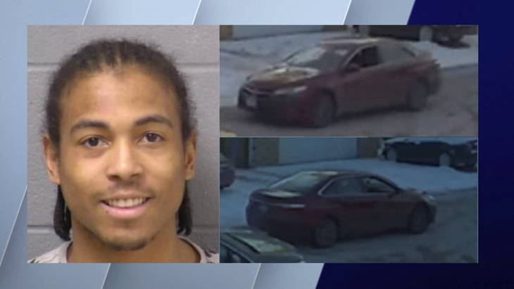 Cảnh sát đang truy lùng Romeo Nance, người được cho là lái chiếc Toyota Camry màu đỏ - Ảnh: WGN-TV