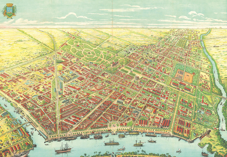Bản đồ góc nhìn chim bay của Sài Gòn năm 1898