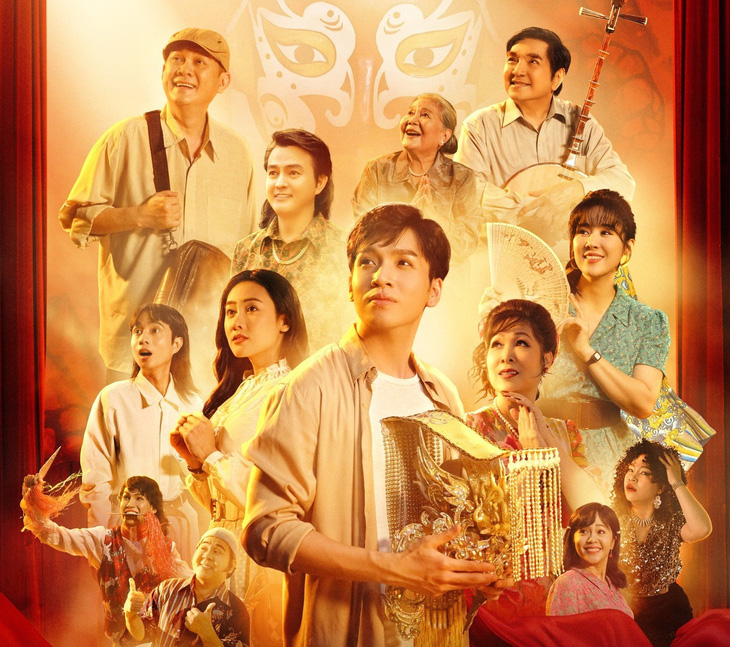Dàn nhân vật của gánh hát cải lương Viễn Phương trong phim “Sáng đèn” - Ảnh: ĐPCC