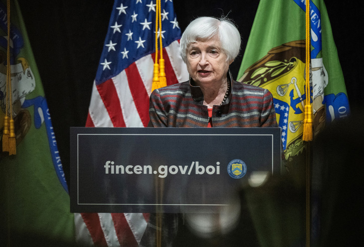 Ngày 23-1, Bộ trưởng Tài chính Mỹ Janet Yellen trấn an Thủ tướng Ukraine Denys Shmyhal về tình hình viện trợ của Washington cho nước này - Ảnh: AFP