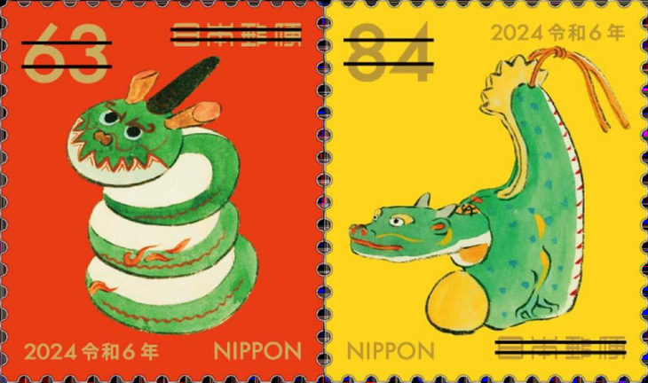 Người Nhật cũng rất có óc hài hước nên cho ra bộ tem rồng 2024 vui nhộn - Ảnh: philatelicpursuits