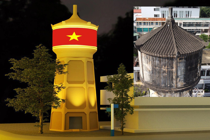 Bản mô phỏng thủy đài cổ khi được trùng tu, sơn sửa thành công trình ánh sáng - Ảnh: TP Quảng Ngãi