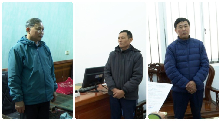 Các bị can là lãnh đạo, cán bộ chủ chốt của xã Thụy Trường, huyện Thái Thụy, tỉnh Thái Bình bị khởi tố khi để "cát tặc" lộng hành - Ảnh: Công an Thái Bình