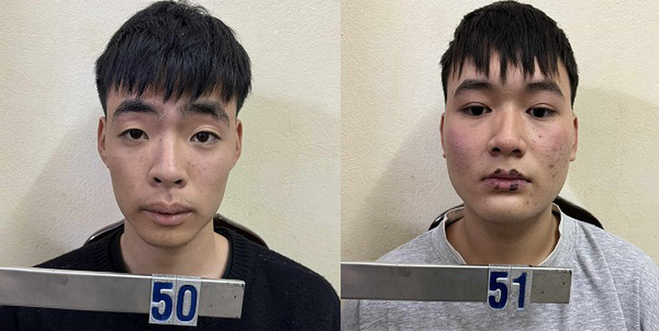 Hai thanh niên phun sơn quảng cáo cho trang web cờ bạc online tại khu vực công cộng trên địa bàn thành phố Thái Bình bị khởi tố, bắt tạm giam - Ảnh: Công an TP Thái Bình