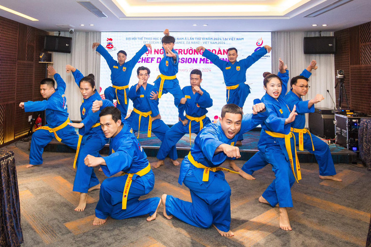 Vovinam Việt Nam biểu diễn tại Hội nghị trưởng đoàn Đại hội Thể thao học sinh Đông Nam Á lần thứ 13-2024 - Ảnh: FBNV