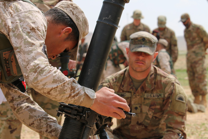 Quân đội Mỹ và Lực lượng vũ trang Jordan trong một chương trình huấn luyện chung vào năm 2020 ở Jordan - Ảnh: US ARMY CENTRAL