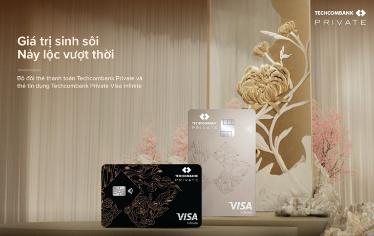 Bộ đôi thẻ thanh toán quốc tế Techcombank Private & thẻ tín dụng Techcombank Private Visa Infinite - Ảnh: TCB