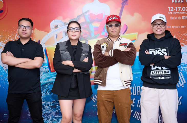Rapper MC ILL (bìa phải) và Rapper PJPO (thứ hai từ phải sang) đảm nhận vai trò giám khảo Hip Hop Vibe Fest 2024