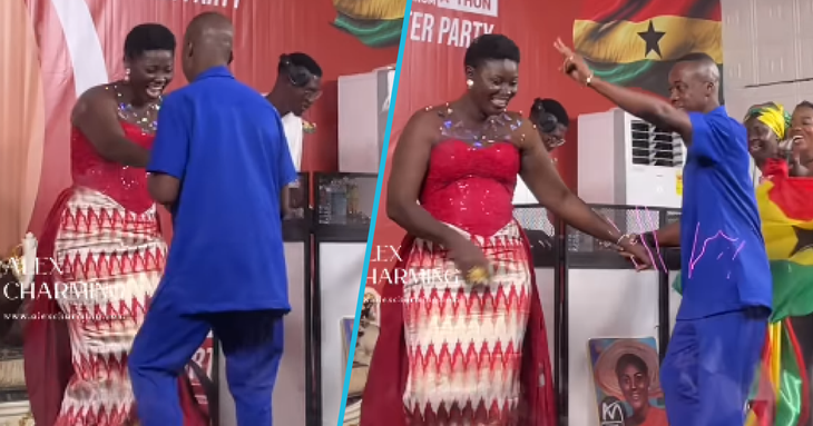 Asantewaa nhảy múa cùng chồng sau khi đạt được thành tích &quot;khủng&quot;.