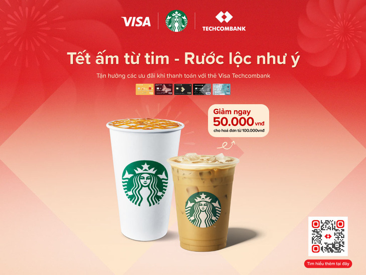 Techcombank bắt tay Starbucks Vietnam đem nhiều ưu đãi đến khách hàng - Ảnh: TCB