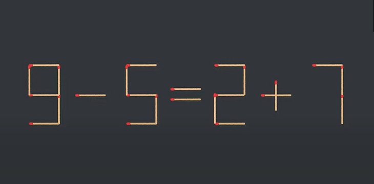 Thử tài IQ: Di chuyển một que diêm để 9-5=2+7 thành phép tính đúng- Ảnh 1.