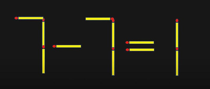 Thử tài IQ: Di chuyển một que diêm để 7-7=1 thành phép tính đúng- Ảnh 1.