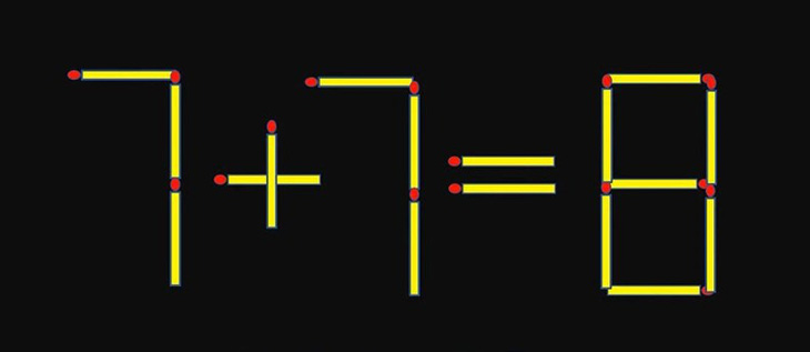 Thử tài IQ: Di chuyển một que diêm để 7+7=8 thành phép tính đúng- Ảnh 1.