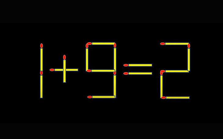 Thử tài IQ: Di chuyển một que diêm để 1+9=2 thành phép tính đúng